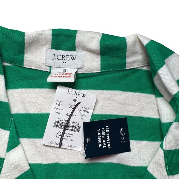 J. Crew Factory Knit Pajama TOP ONLY  Size Small Green & White Stripe NWT! BY019 - Picture 2 of 3